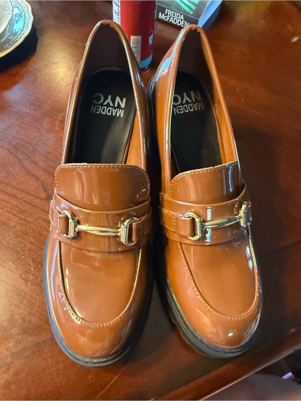 Madden NYC Women's Patent Loafers in Cognac NWOT